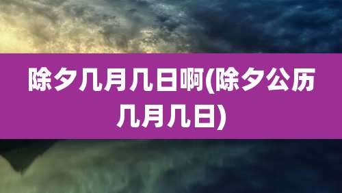 除夕几月几日啊(除夕公历几月几日)