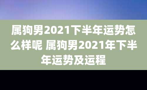 属狗男2021下半年运势怎么样呢 属狗男2021年下半年运势及运程