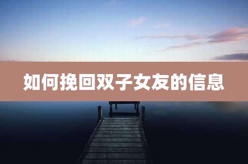 如何挽回双子女友的信息