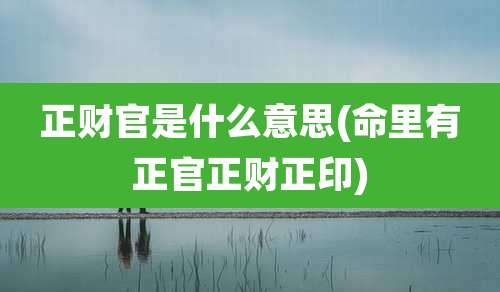正财官是什么意思(命里有正官正财正印)