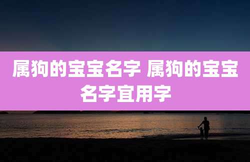 属狗的宝宝名字 属狗的宝宝名字宜用字