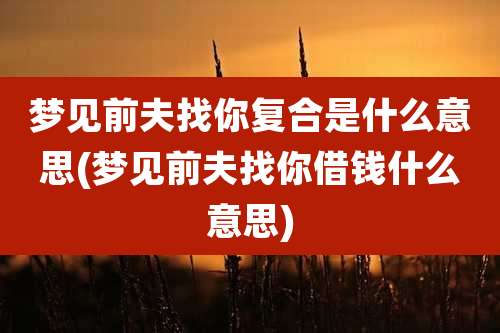 梦见前夫找你复合是什么意思(梦见前夫找你借钱什么意思)