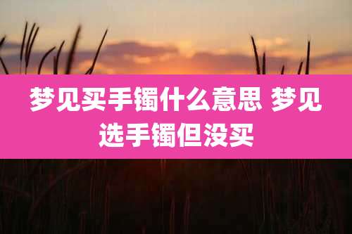 梦见买手镯什么意思 梦见选手镯但没买
