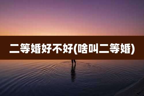 二等婚好不好(啥叫二等婚)