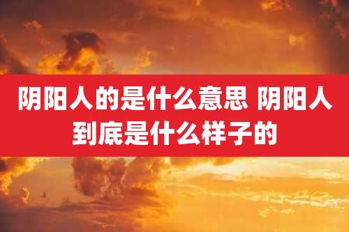 阴阳人的是什么意思 阴阳人到底是什么样子的