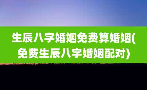 生辰八字婚姻免费算婚姻(免费生辰八字婚姻配对)