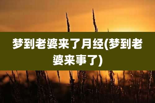 梦到老婆来了月经(梦到老婆来事了)