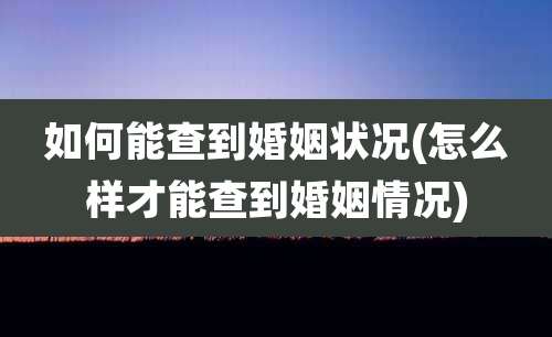 如何能查到婚姻状况(怎么样才能查到婚姻情况)