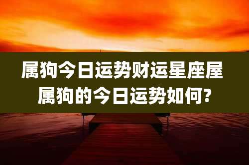 属狗今日运势财运星座屋 属狗的今日运势如何?