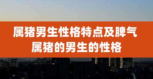 属猪男生性格特点及脾气 属猪的男生的性格