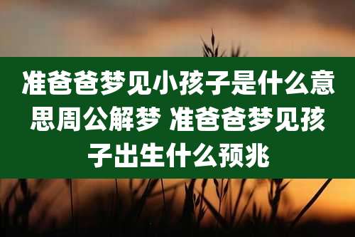 准爸爸梦见小孩子是什么意思周公解梦 准爸爸梦见孩子出生什么预兆