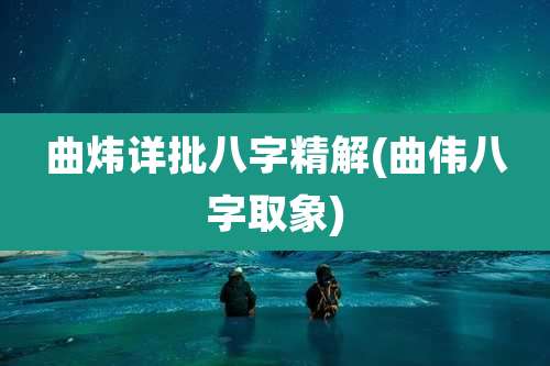 曲炜详批八字精解(曲伟八字取象)