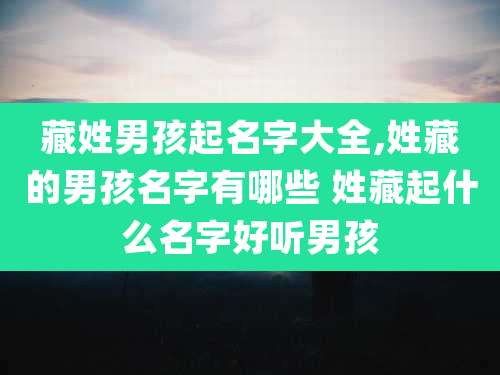藏姓男孩起名字大全,姓藏的男孩名字有哪些 姓藏起什么名字好听男孩