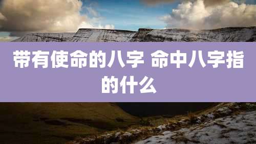 带有使命的八字 命中八字指的什么