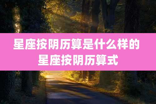 星座按阴历算是什么样的 星座按阴历算式