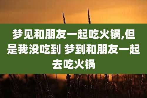 梦见和朋友一起吃火锅,但是我没吃到 梦到和朋友一起去吃火锅