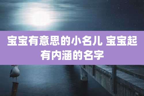 宝宝有意思的小名儿 宝宝起有内涵的名字