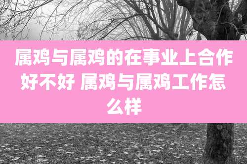 属鸡与属鸡的在事业上合作好不好 属鸡与属鸡工作怎么样
