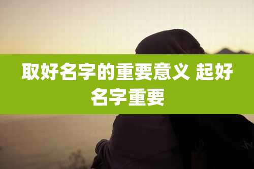 取好名字的重要意义 起好名字重要