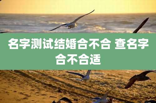 名字测试结婚合不合 查名字合不合适