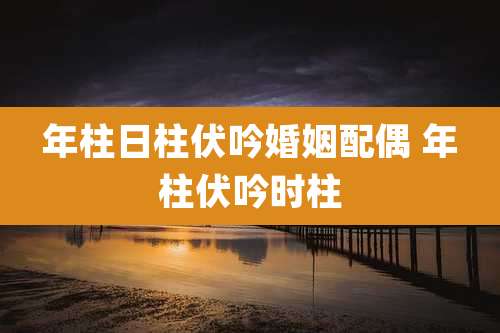 年柱日柱伏吟婚姻配偶 年柱伏吟时柱