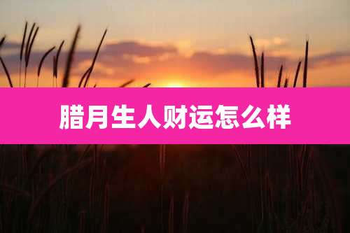 腊月生人财运怎么样