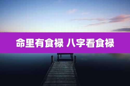 命里有食禄 八字看食禄