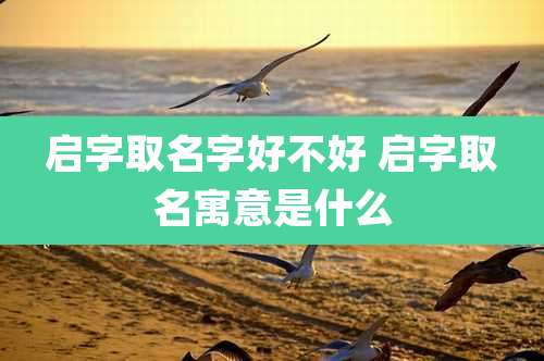 启字取名字好不好 启字取名寓意是什么