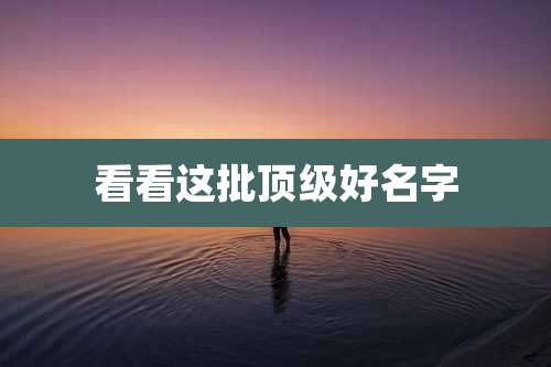 看看这批顶级好名字