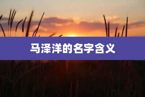 马泽洋的名字含义