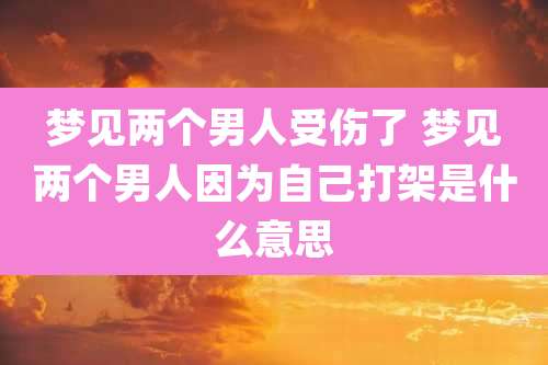 梦见两个男人受伤了 梦见两个男人因为自己打架是什么意思