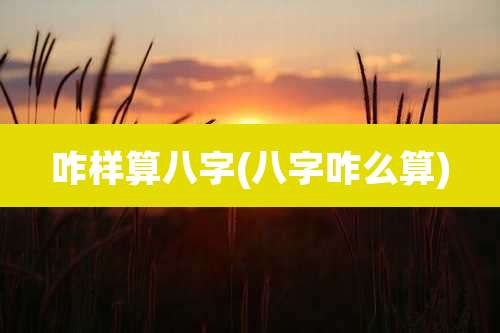 咋样算八字(八字咋么算)