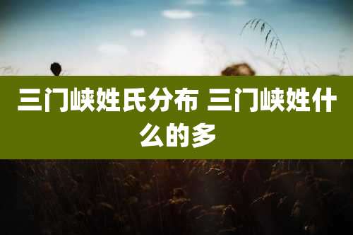 三门峡姓氏分布 三门峡姓什么的多