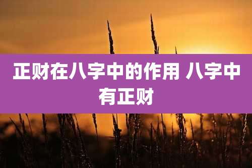 正财在八字中的作用 八字中有正财