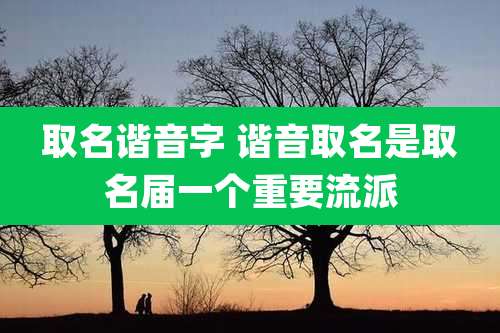 取名谐音字 谐音取名是取名届一个重要流派