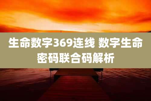 生命数字369连线 数字生命密码联合码解析