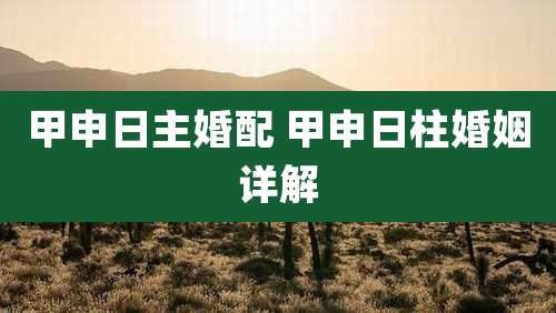 甲申日主婚配 甲申日柱婚姻详解