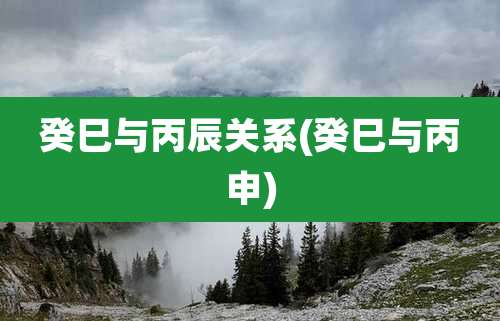 癸巳与丙辰关系(癸巳与丙申)