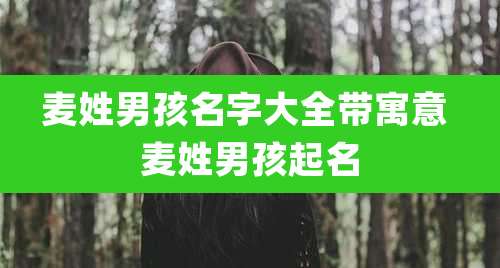 麦姓男孩名字大全带寓意 麦姓男孩起名