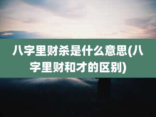 八字里财杀是什么意思(八字里财和才的区别)