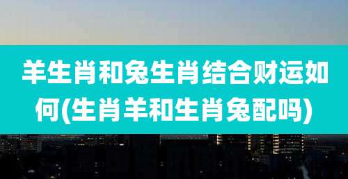 羊生肖和兔生肖结合财运如何(生肖羊和生肖兔配吗)