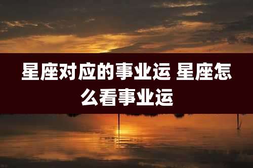 星座对应的事业运 星座怎么看事业运