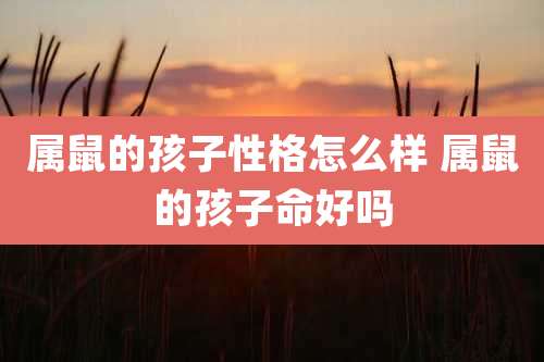 属鼠的孩子性格怎么样 属鼠的孩子命好吗