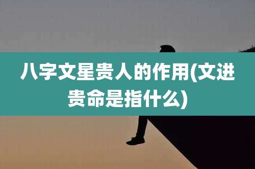 八字文星贵人的作用(文进贵命是指什么)