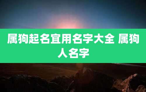属狗起名宜用名字大全 属狗人名字