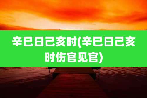 辛巳日己亥时(辛巳日己亥时伤官见官)