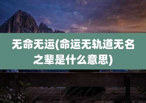 无命无运(命运无轨道无名之辈是什么意思)