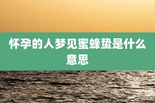 怀孕的人梦见蜜蜂蛰是什么意思