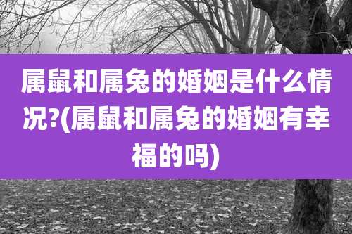 属鼠和属兔的婚姻是什么情况?(属鼠和属兔的婚姻有幸福的吗)