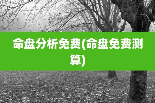 命盘分析免费(命盘免费测算)